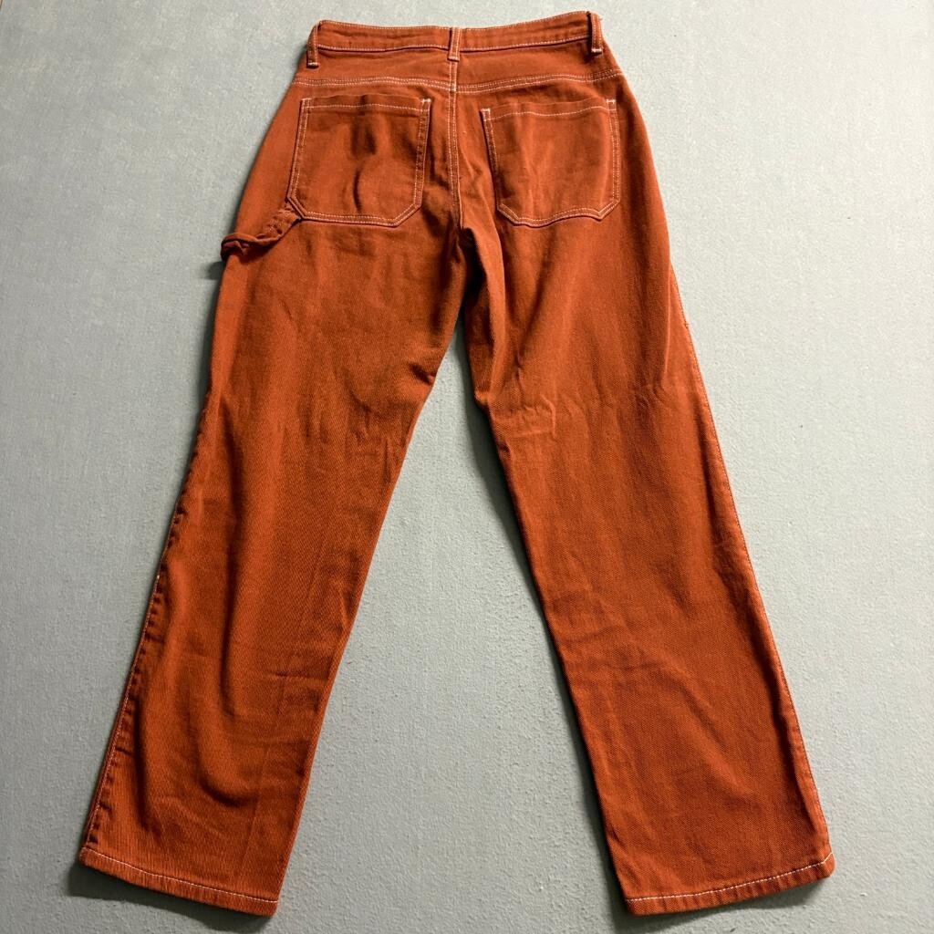 Refuge Carpenter Pants Womens Medium Rust Orange High Rise Straight Leg Utility