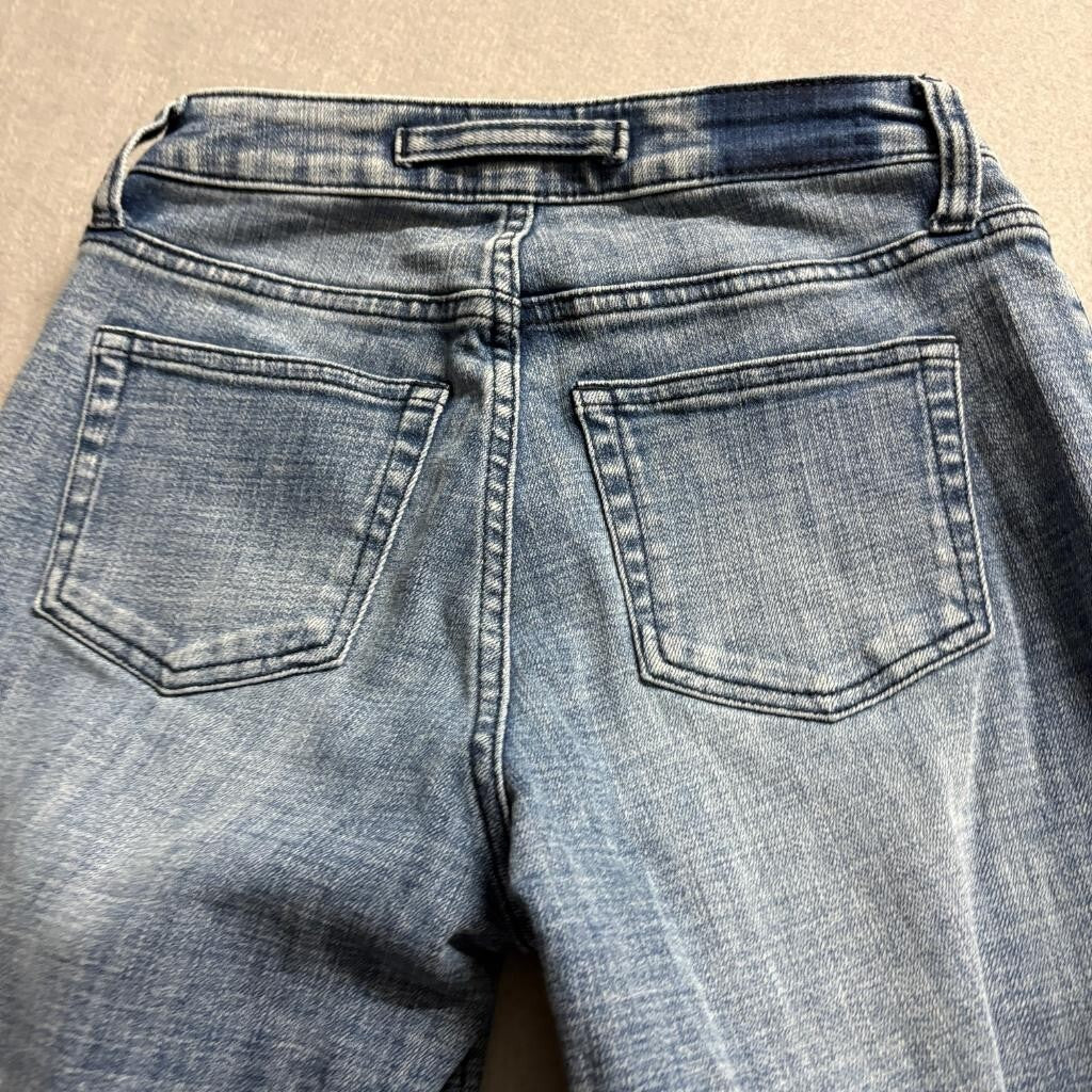 Hint of Blu Wide Leg Jeans Womens Size 25 Blue Denim Raw Hem High Rise Stretch