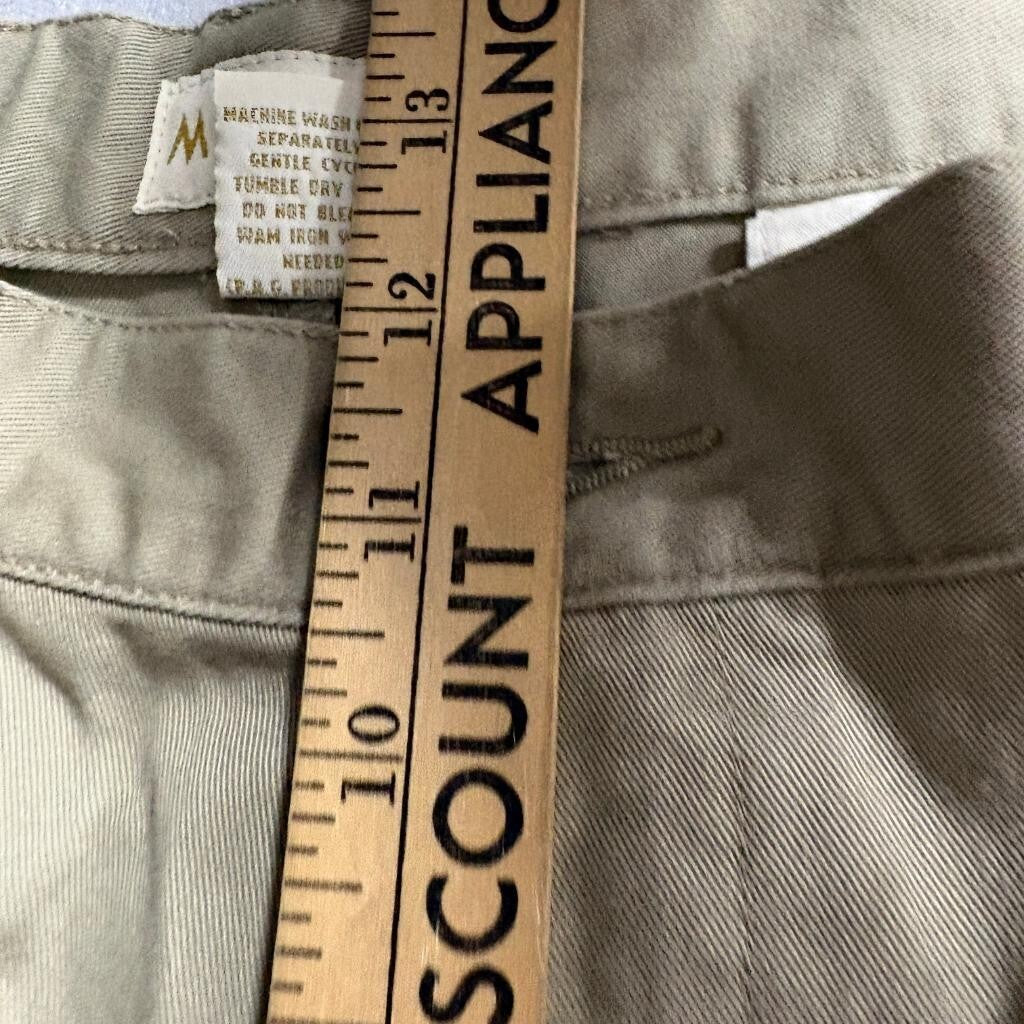 Merona Chino Pants Mens 38x32 Khaki Beige 100% Cotton Flat Front Casual Trousers