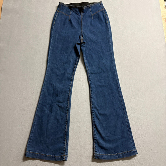 Knox Rose High Rise Flare Flare Jeans Womens Size 6 Pull On Elastic Waist Blue