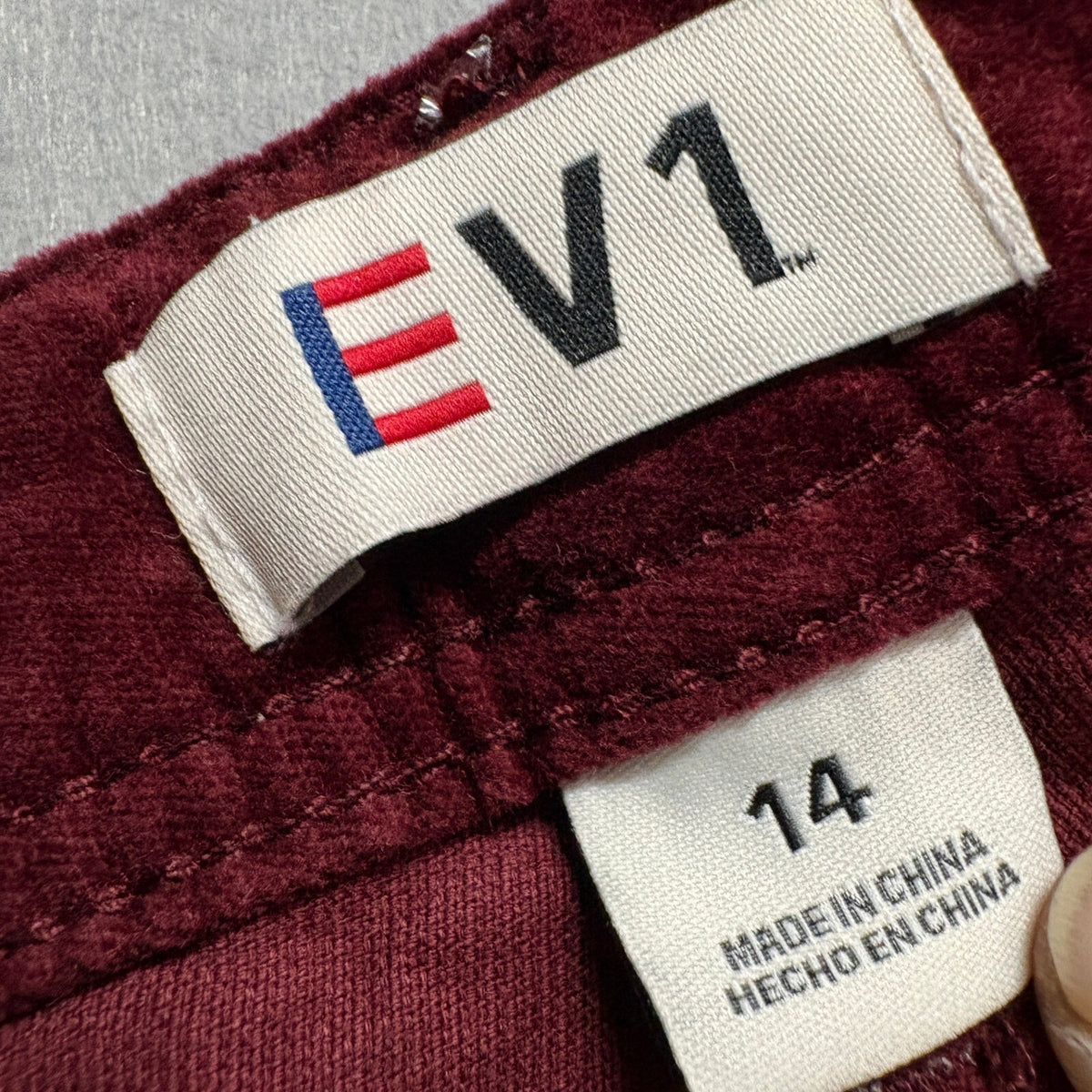 EV1 Ellen DeGeneres Preston High Rise Skinny Corduroy Pants Womens Size 14 Red