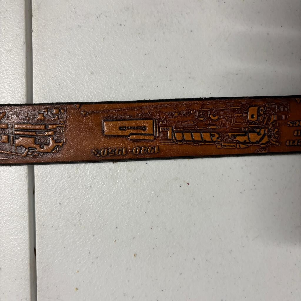Vintage 1987 Pennsylvania Railroad Broadway Limited Belt Buckle with Leather