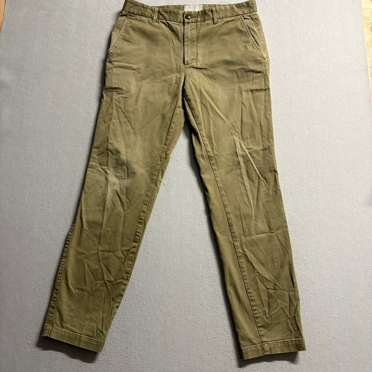 Everlane Chino Pants Mens 32x32 Green Olive Casual Slim Fit Flat Front Cotton