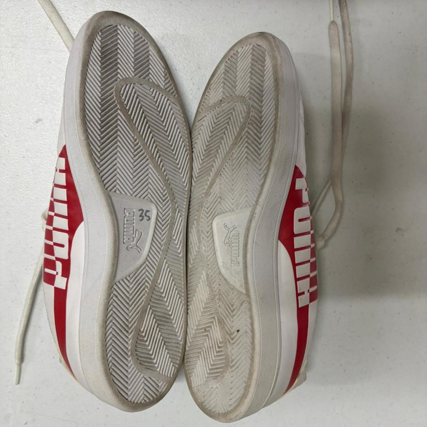 Puma Smash V2 Max Mens Size 11.5 White Red Low Top Sneakers 371135-03