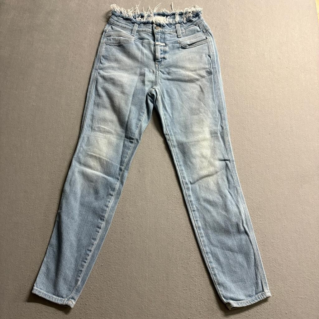 Closed Jeans Womens 27 Light Wash Denim Fringed Raw Waistband Handmade Italy