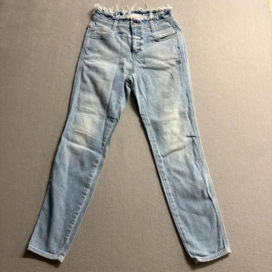 Closed Jeans Womens 27 Light Wash Denim Fringed Raw Waistband Handmade Italy