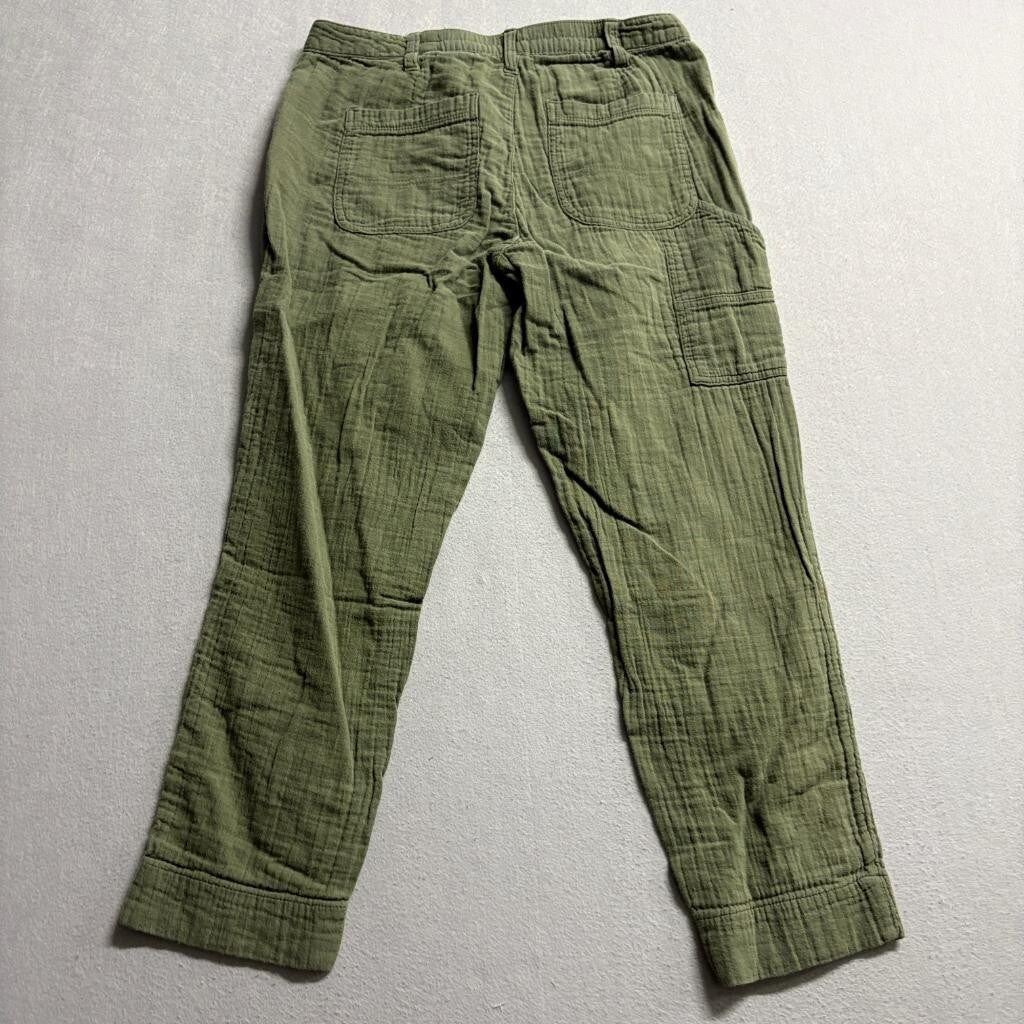 Old Navy Womens Pants Size 6 Green Cotton Double Gauze Utility Carpenter Casual