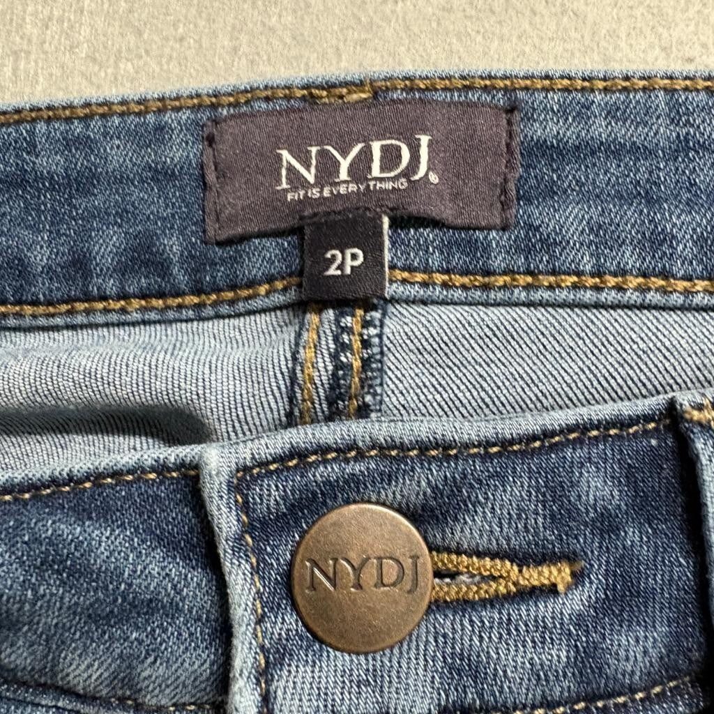 NYDJ Sheri Slim Jeans Womens 2P Blue Lift Tuck Stretch Denim Ankle Slit Petite
