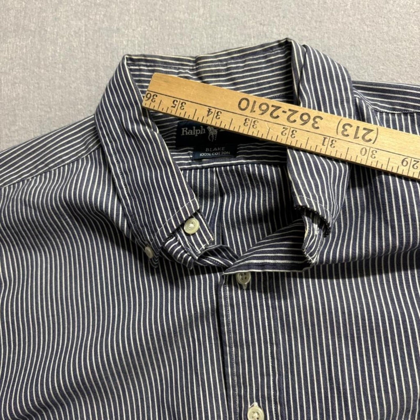 Ralph Lauren Blake Shirt Mens Large Blue White Striped Button Down Cotton
