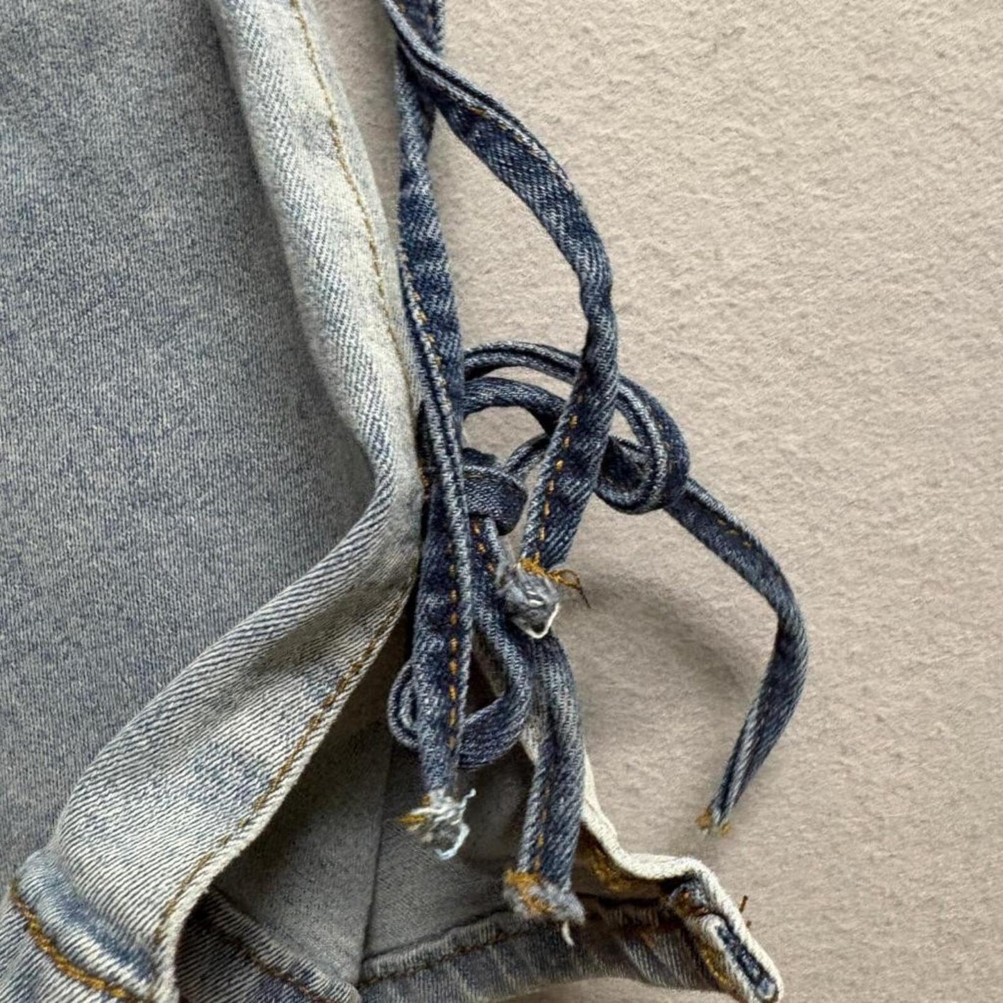 Love Soho Lace Up Side Jeans Womens Size 3 Light Wash Wide Leg Denim Stretch