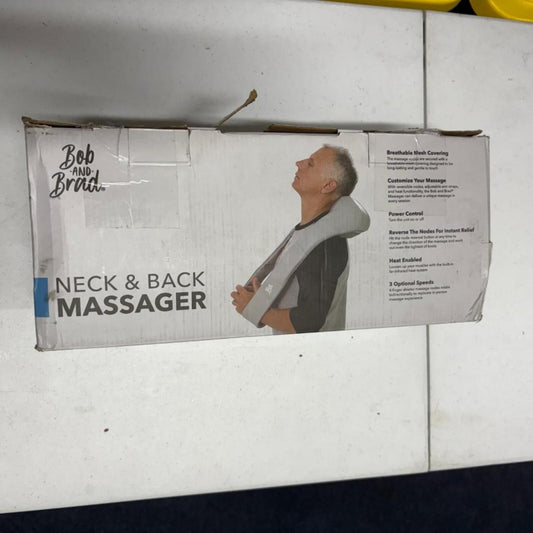 Bob and Brad Neck and Back Massager Shiatsu Heated Shoulder Massage Grey NIB
