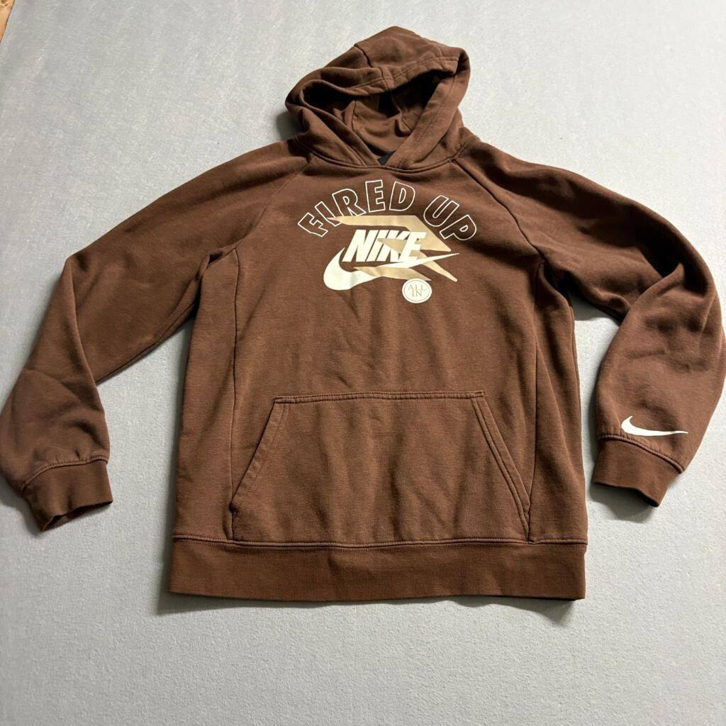 Nike 3 Brand Fired Up Hoodie Boys XL Brown Pullover Sweatshirt 13-15 Yrs