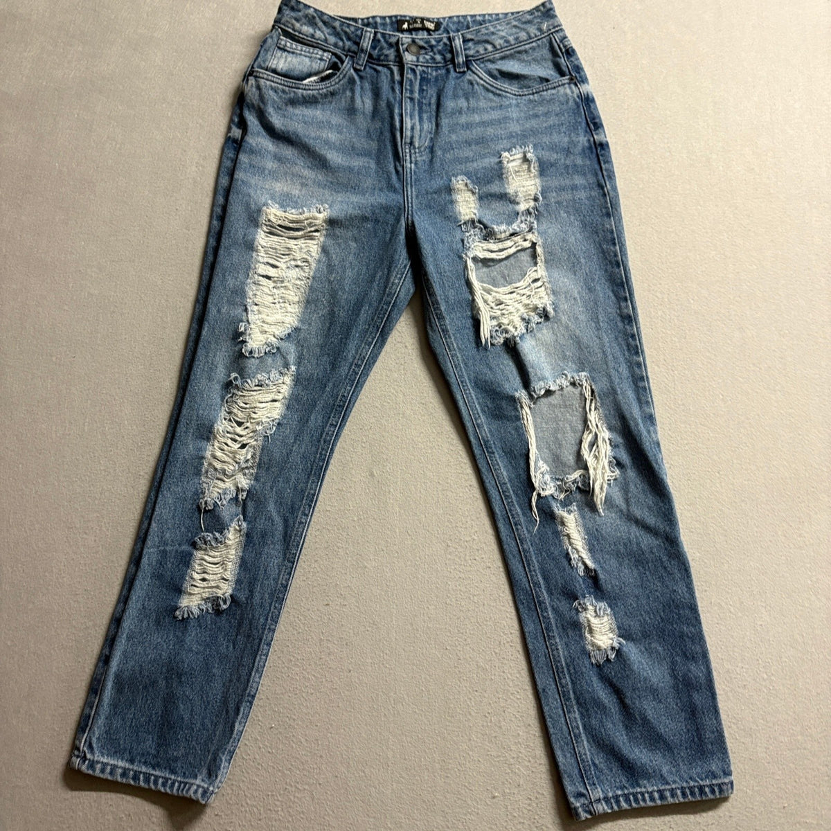 Cuidado con el Perro Distressed Jeans Womens Size 4 Blue Denim Ripped High Rise