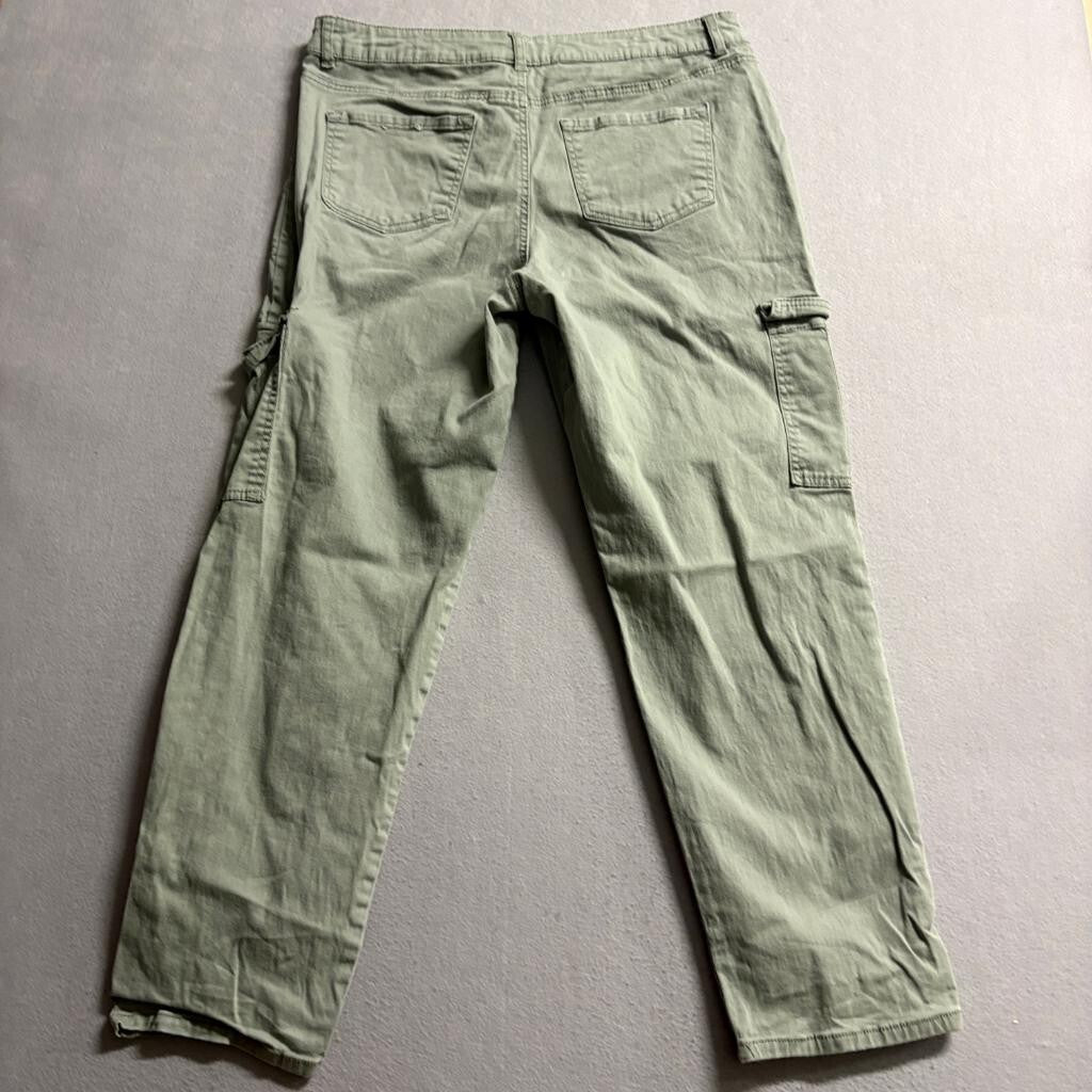 d.jeans Womens Cargo Pants Size 16 Green Cotton Blend Utility Pockets Mid Rise