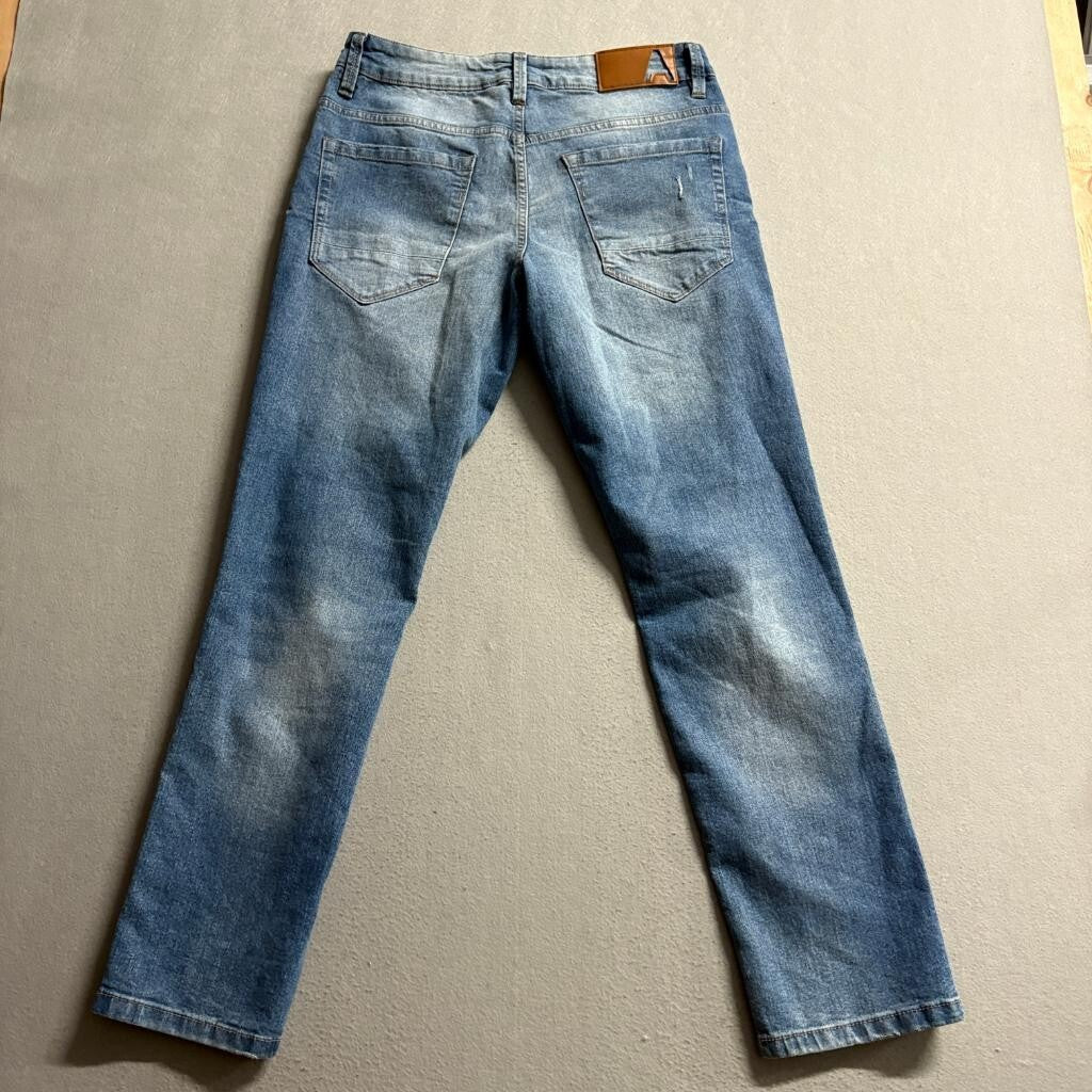 Across The Pond Denim Collection Jeans Womens 32x30 Blue Distressed Stretch Slim