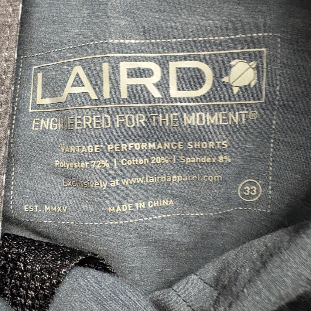 Laird Apparel Vantage Performance Board Shorts Mens 33 Blue Gray Swim Trunks