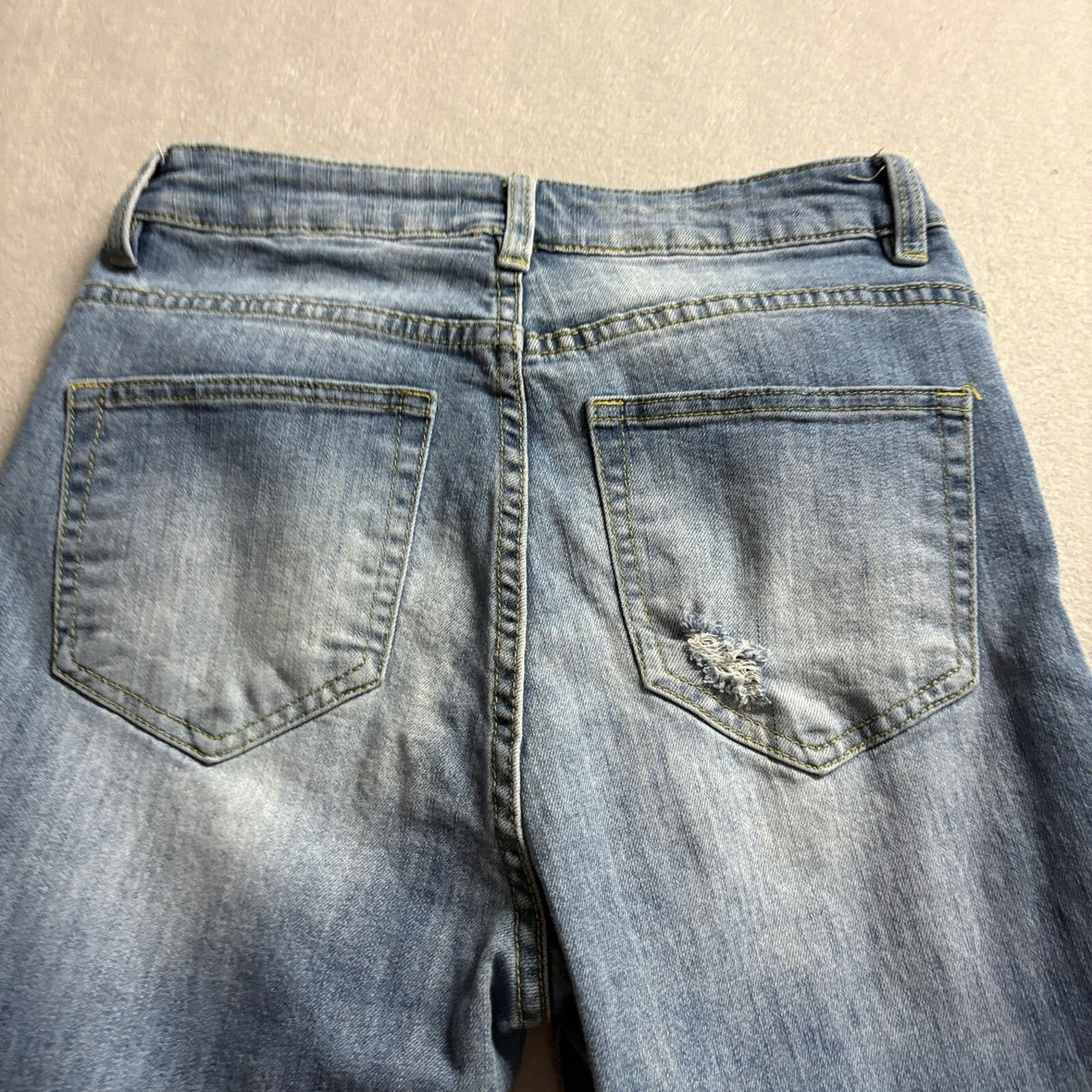 Fashion Nova Distressed Asymmetrical Jeans Womens Size 9 Blue Denim Skinny Leg