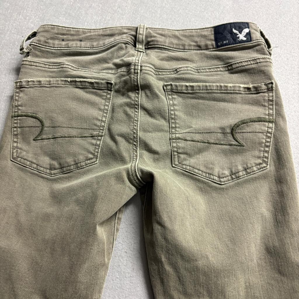 American Eagle Super Super Stretch Legging Crop Jeans Womens Size 6 Olive Green