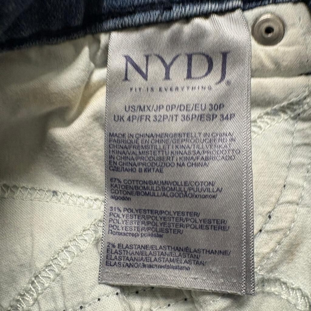 NYDJ Girlfriend Jeans Womens 0P Blue Denim Lift Tuck Stretch Crop Petite