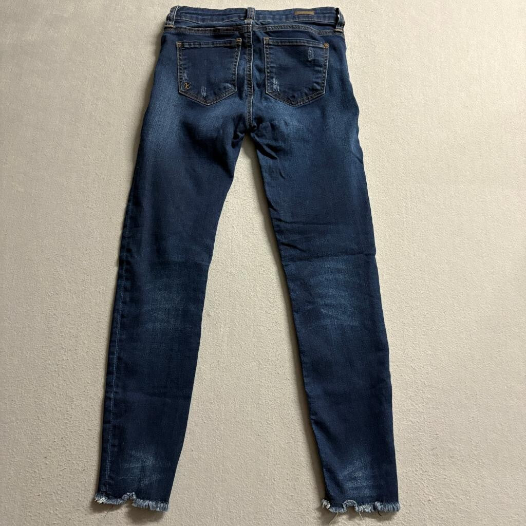Kut from the Kloth Connie Ankle Skinny Jeans Womens Size 0 Blue Denim Frayed Hem