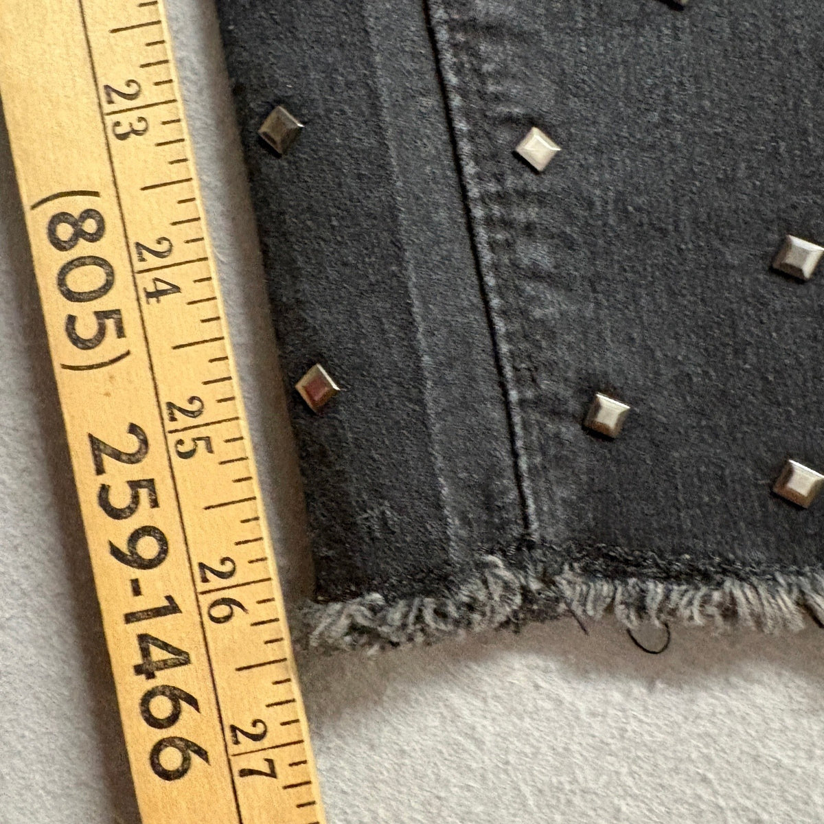 Ashley Mason Womens Studded Frayed Hem Ankle Jeans Black Size 9 Stretch Denim