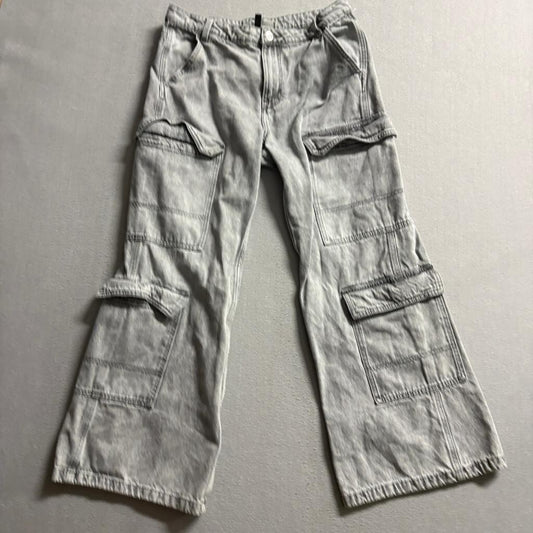 H&M Divided Gray Cargo Jeans Womens Size 8 Wide Leg High Rise Denim Pants