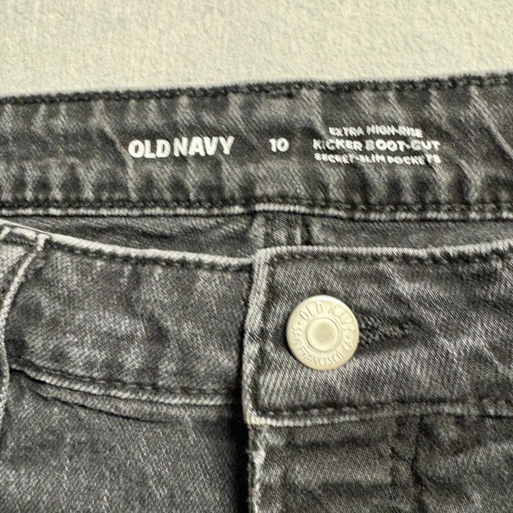 Old Navy Kicker Bootcut Jeans Womens 10 Extra High Rise Black Secret Slim