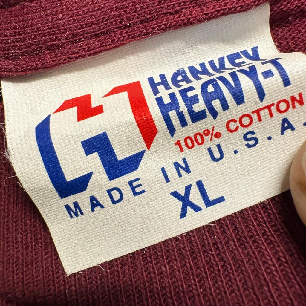 Vintage Hanvey Heavy-T Blank T-Shirt Mens XL Maroon Red Cotton Made in USA