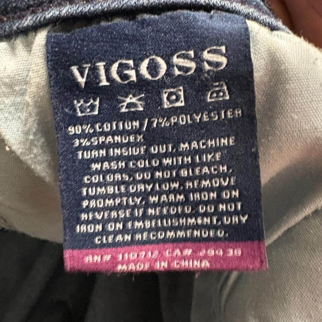 Vigoss Jagger Skinny Jeans Womens 30 Classic Fit Blue Denim Fringed Step Hem