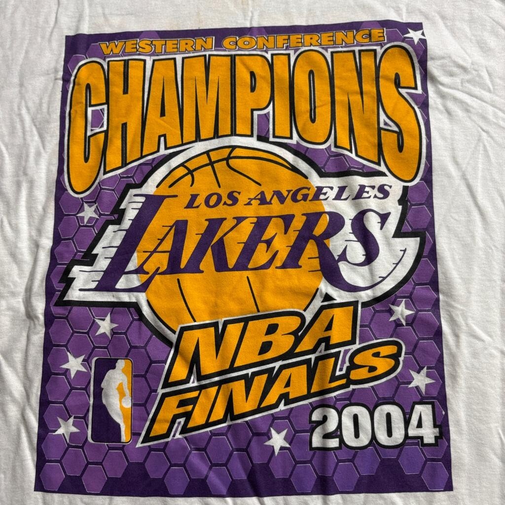 Vintage Los Angeles Lakers 2004 NBA Finals T-Shirt XL 99 Problems Bootleg White