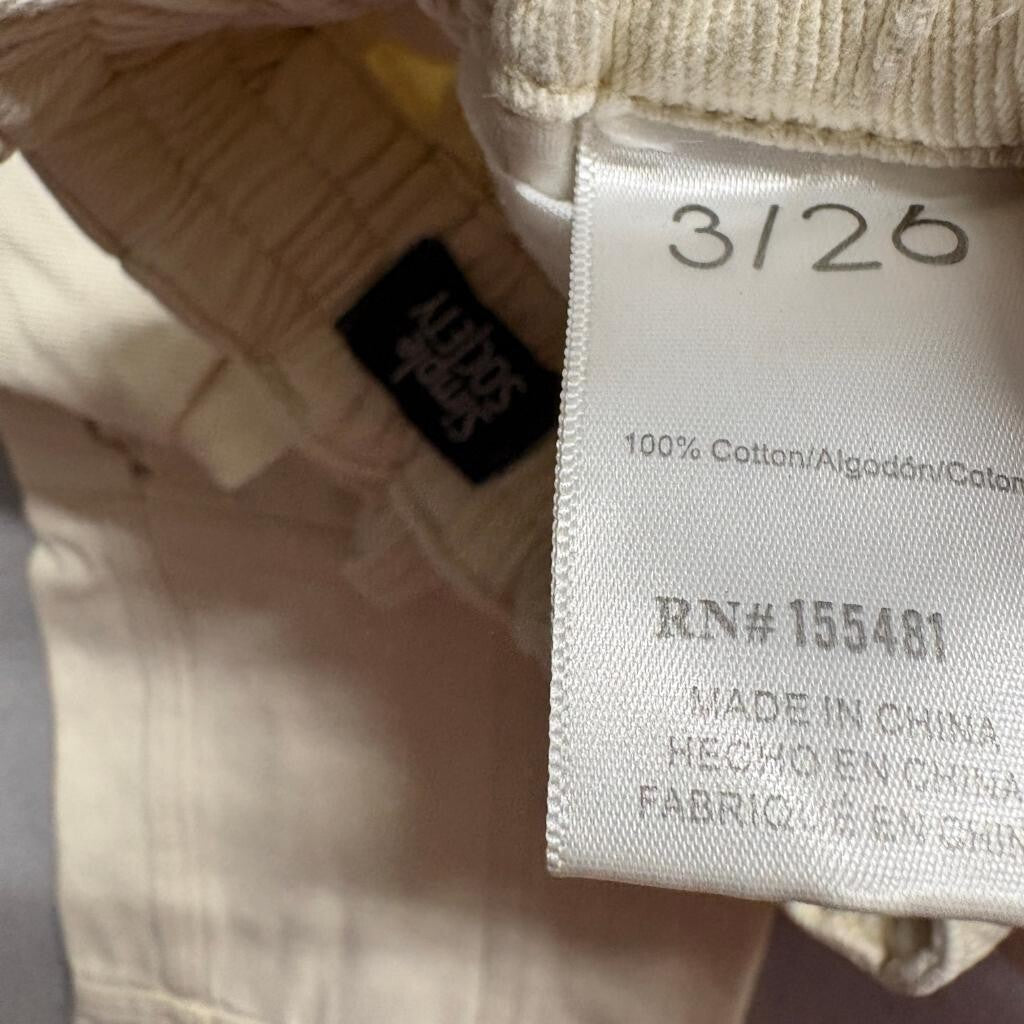 Simple Society Cargo Pants Womens 3/26 Ivory Cream Cotton High Rise Utility