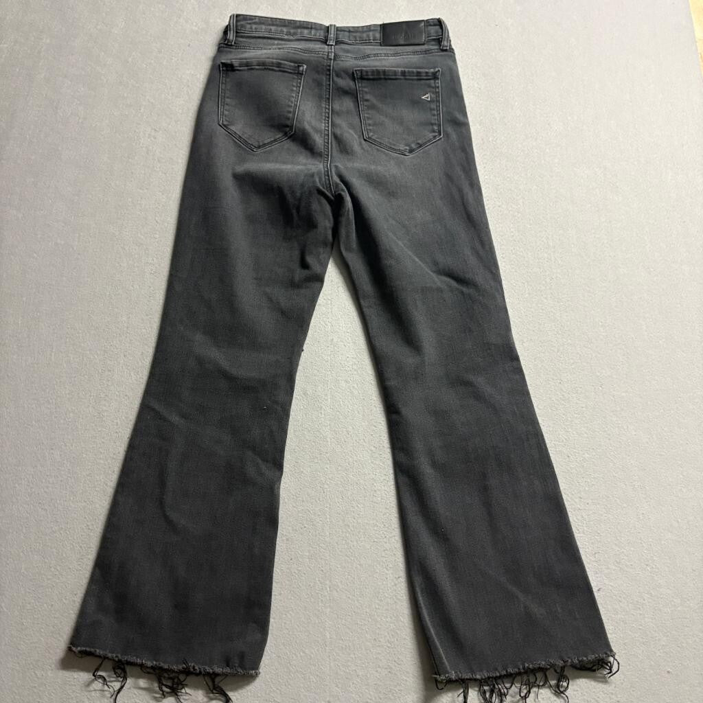 Hidden Jeans Los Angeles Womens 28 Black High Rise Button Fly Raw Hem Flare