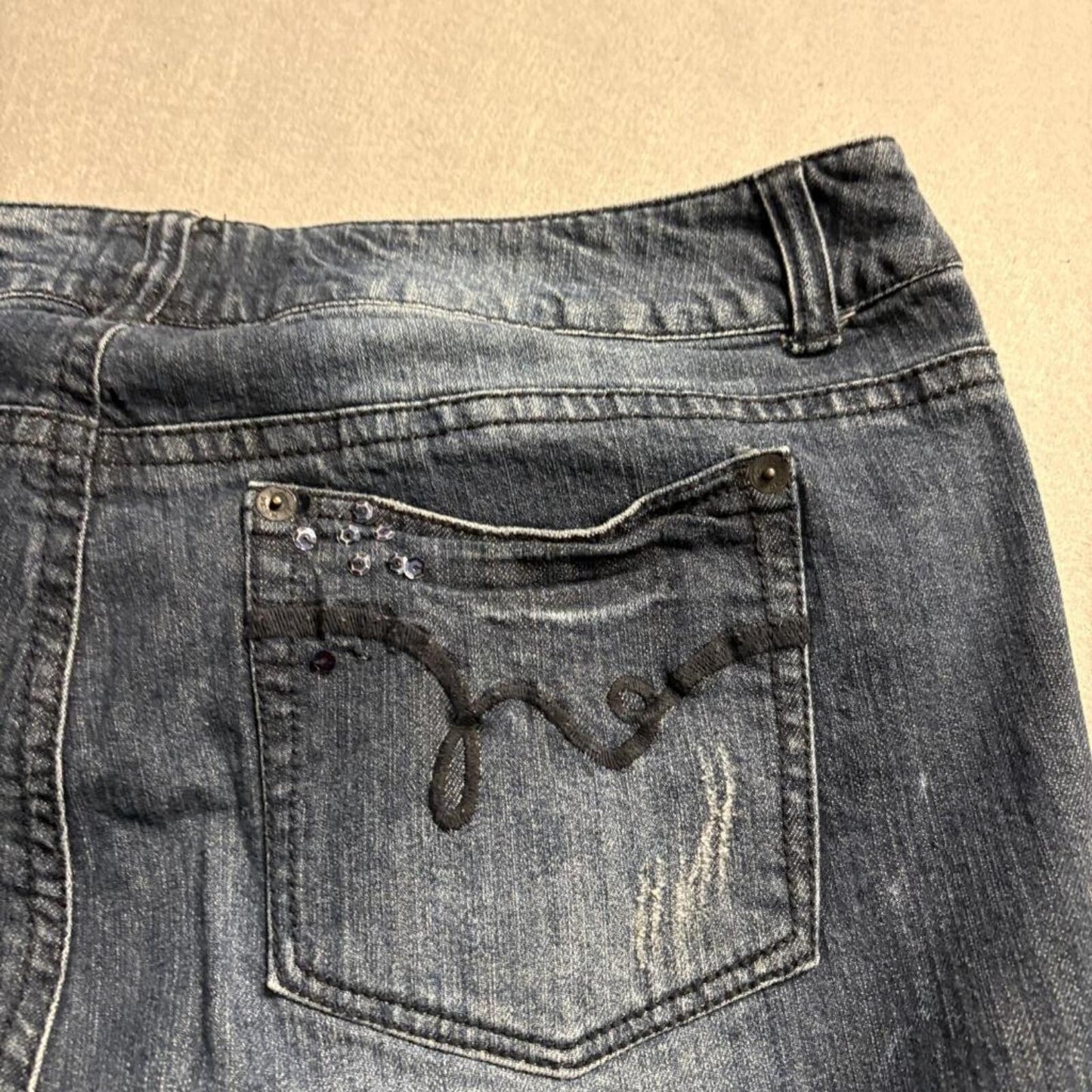 Torrid Denim Distressed Jeans Womens Plus Size 20 Blue Sequins Straight Leg