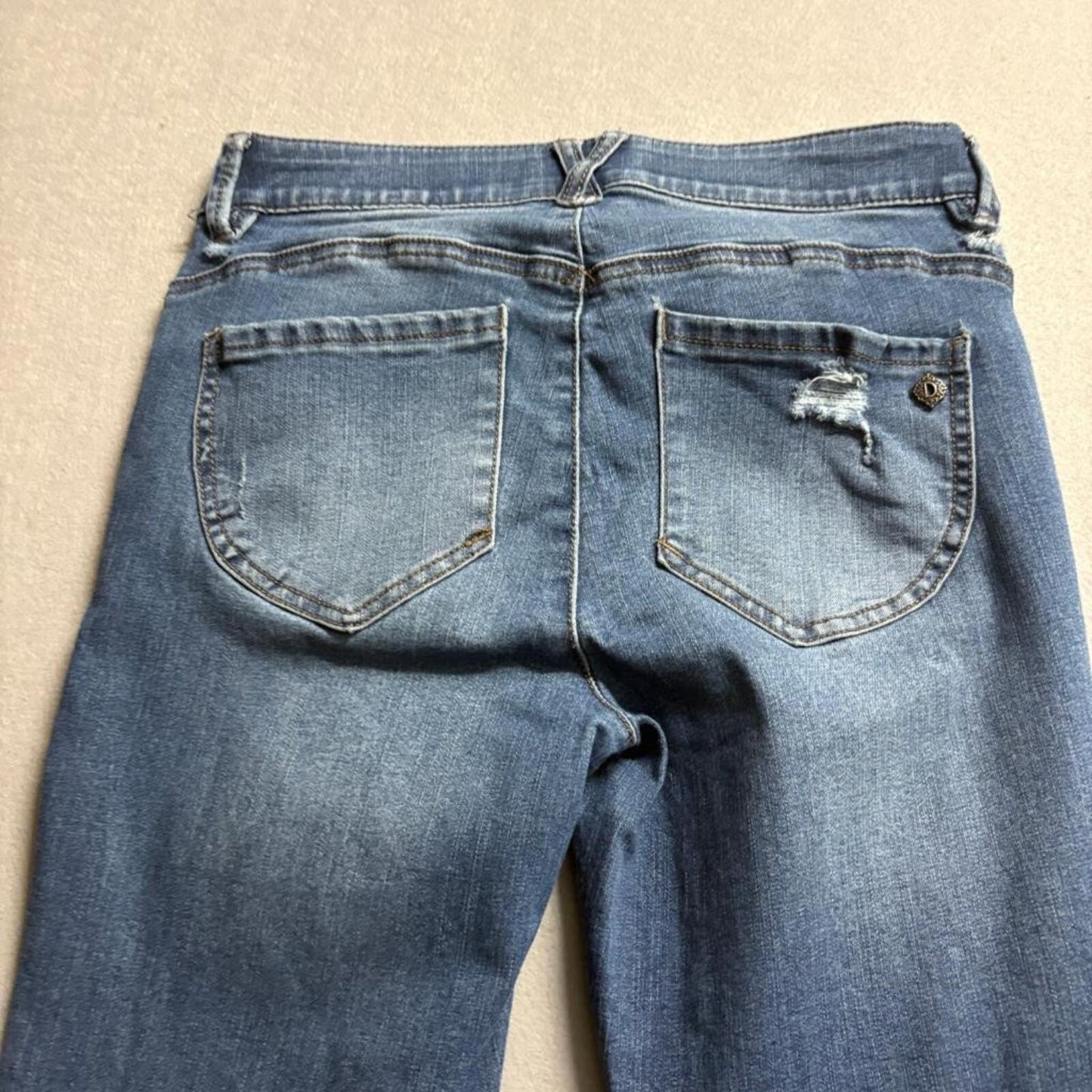 Democracy Ab Technology Jeans Womens 4 Blue Distressed Raw Hem Crop Skinny