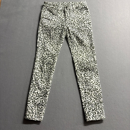 Tommy Bahama High Rise Ankle Jeans Womens 27 Green White Leopard Print Stretch