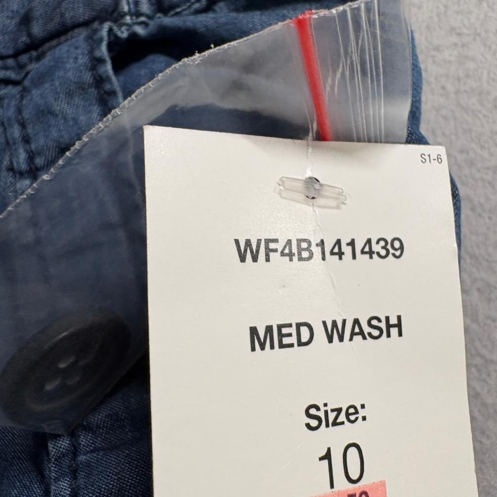 Joe Fresh Cargo Jogger Pants Womens 10 Blue Cotton Chambray Drawstring Elastic