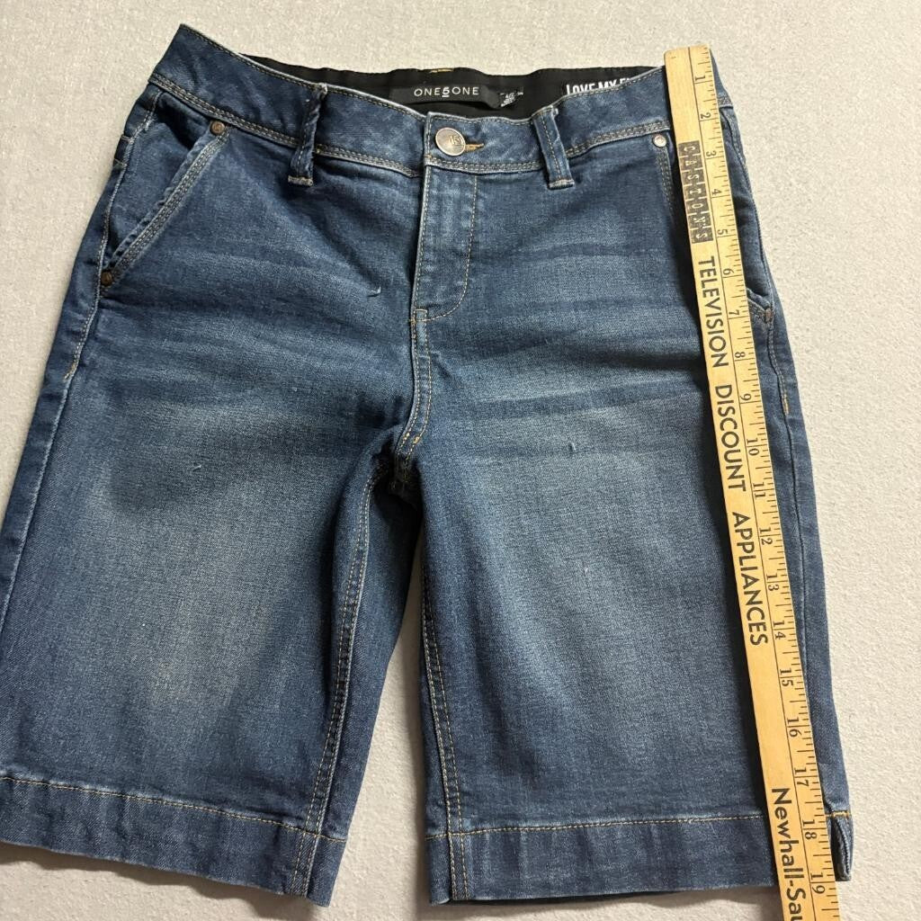 One 5 One Goddess Fit Denim Bermuda Shorts Womens Size 4/27 Blue Stretch