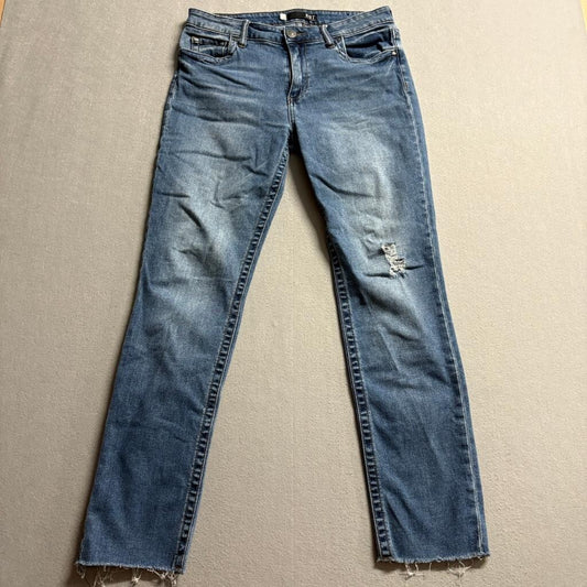 Kut from the Kloth Stevie Straight Leg Jeans Womens 6 Blue High Rise Distressed