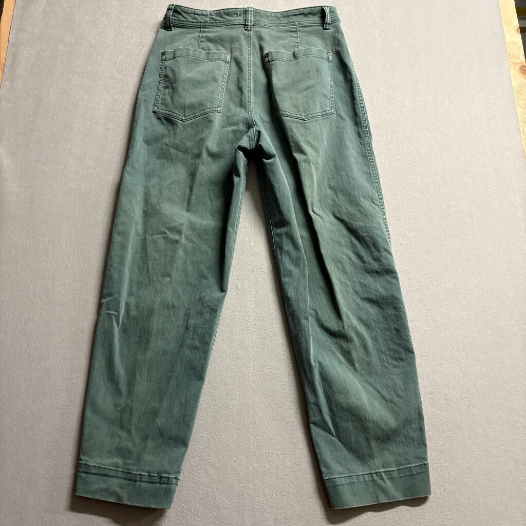 Gap Barrel Khaki Pants Womens 12 Tall Green Utility High Rise Stretch Carpenter