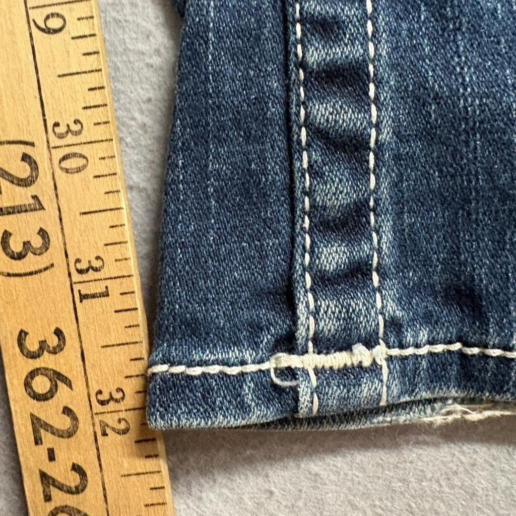 True Religion Johnny Jeans Womens 30 Blue Denim Bootcut Low Rise Thick Stitch