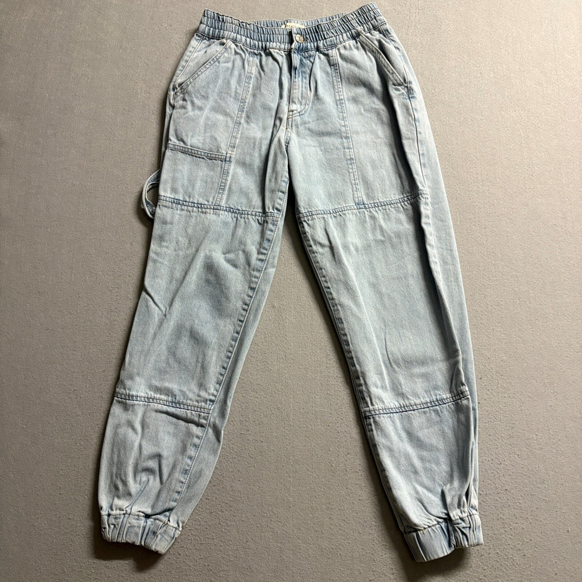 Forever 21 Denim Jogger Pants Womens Small Light Wash Carpenter Utility Elastic