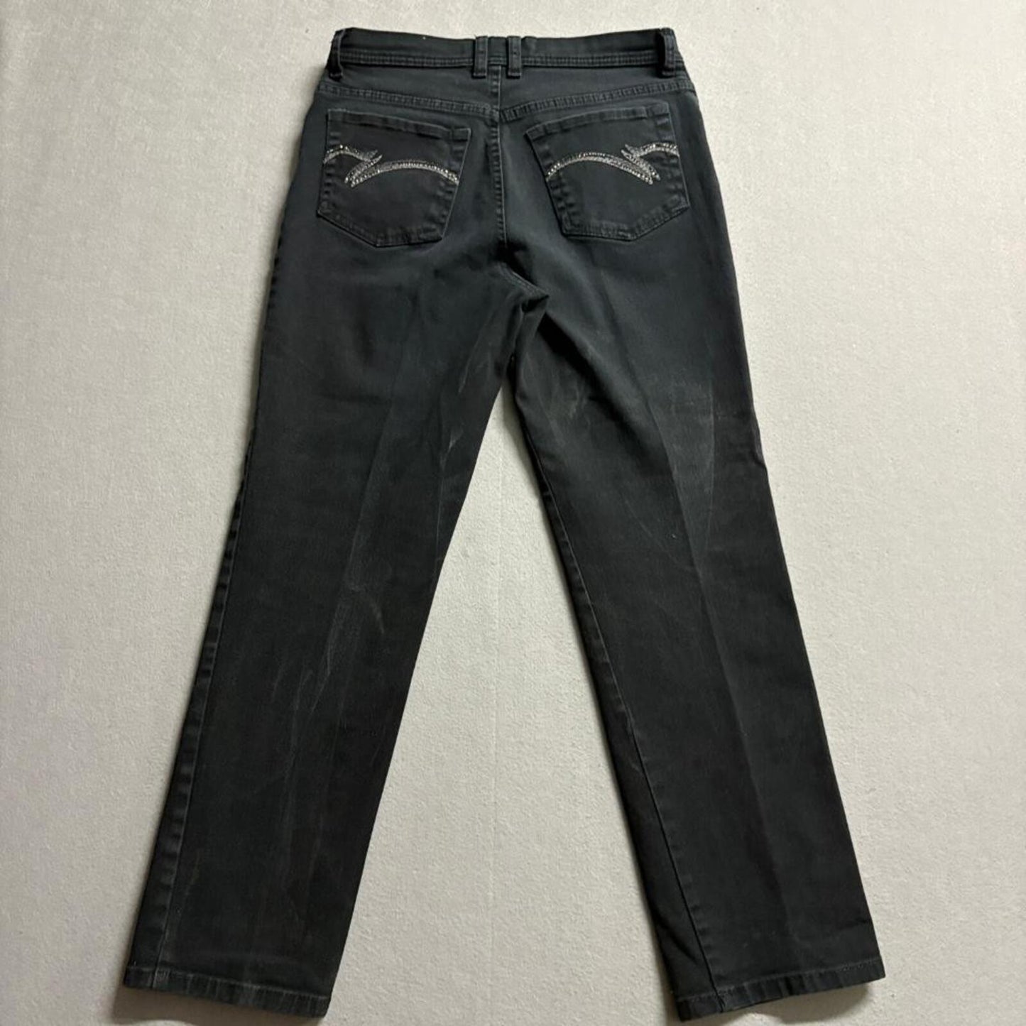 Gloria Vanderbilt Amanda Jeans Womens 6 Short Black Denim High Rise Straight Leg