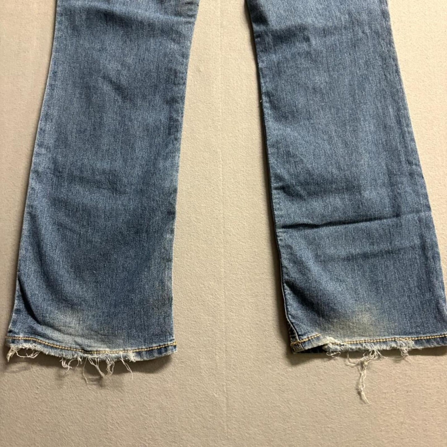 LEI Ashley Low Rise Slim Bootcut Jeans Womens 17 Regular Blue Denim Embroidered