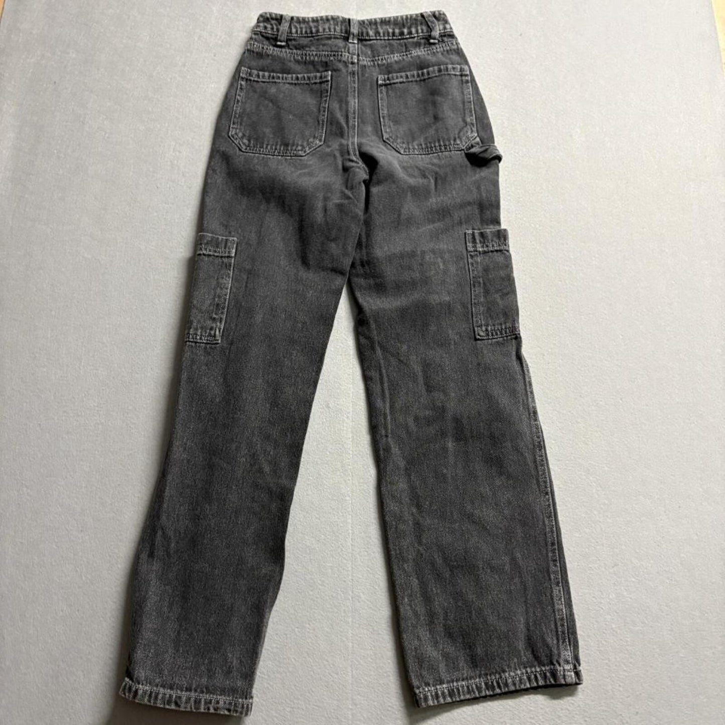 RSQ Cargo Jeans Womens 23 Black Acid Wash High Rise Carpenter Denim Utility