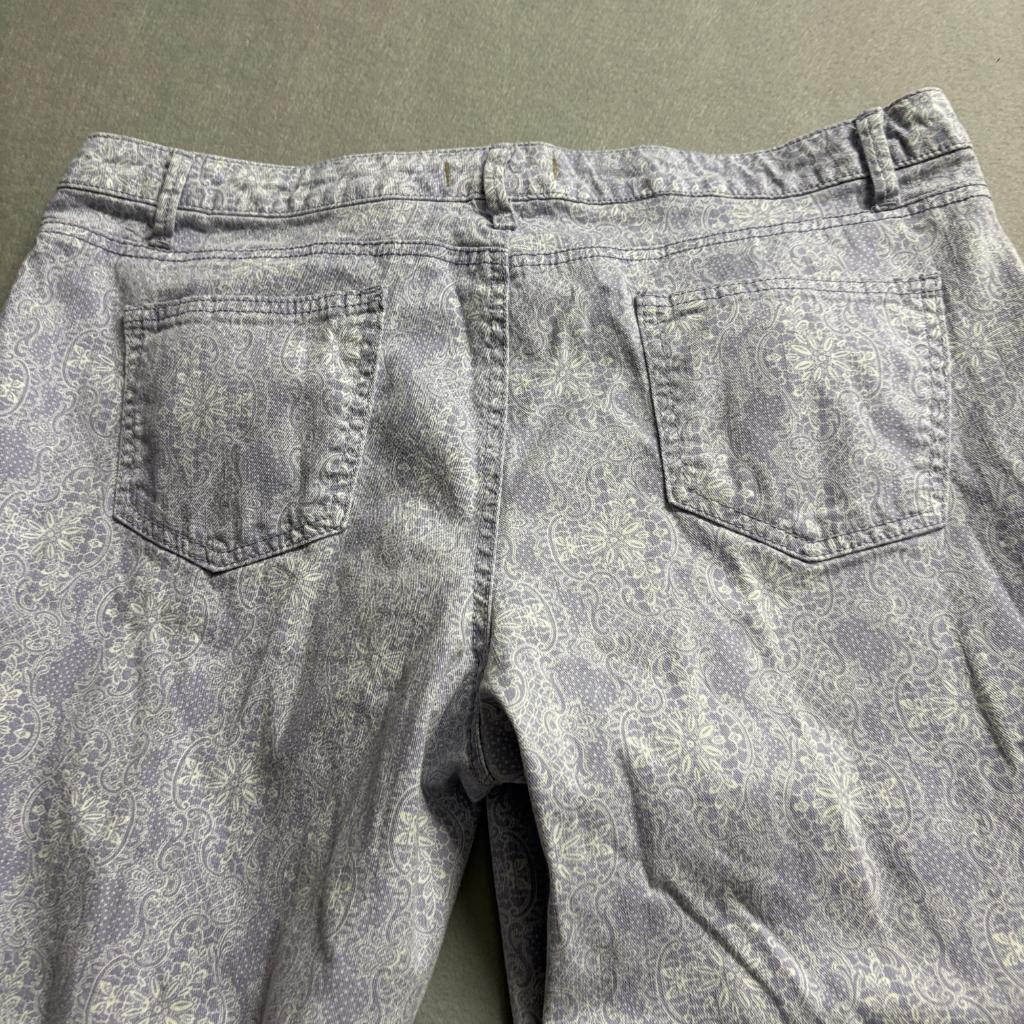 Nine West Vintage America Skinny Jeans Womens 16 Purple Paisley Matchstick Crop