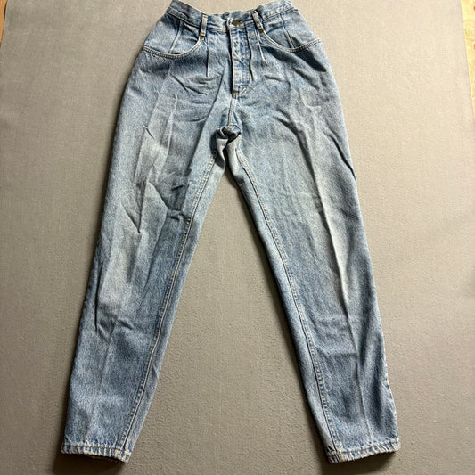 Vintage L.L. Bean Double Pleated Front Mom Jeans Light Wash Denim High Rise