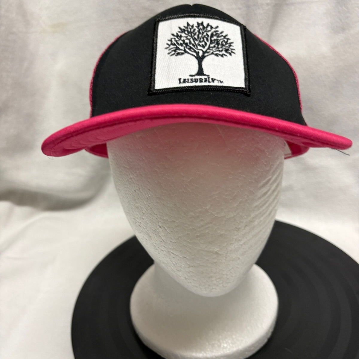 Leisurely Tree Logo Trucker Hat Hot Pink Black Snapback Mesh Cap New Genesis