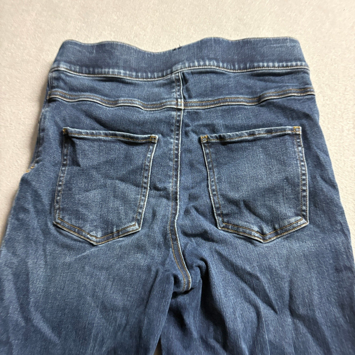 Spanx Flare Jeans Womens Small Blue Denim Pull On Raw Hem Stretch