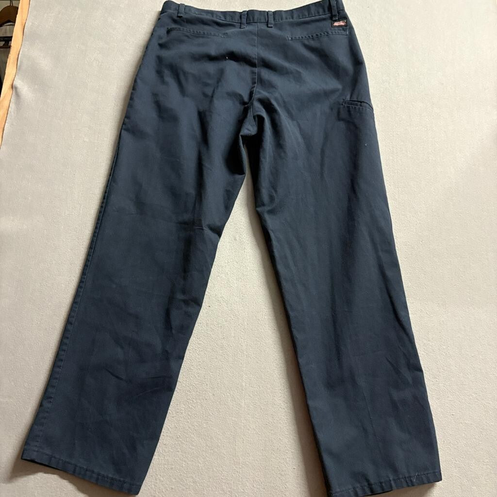 Genuine Dickies Mens Pants 36x32 Navy Blue Flat Front Workwear Chino