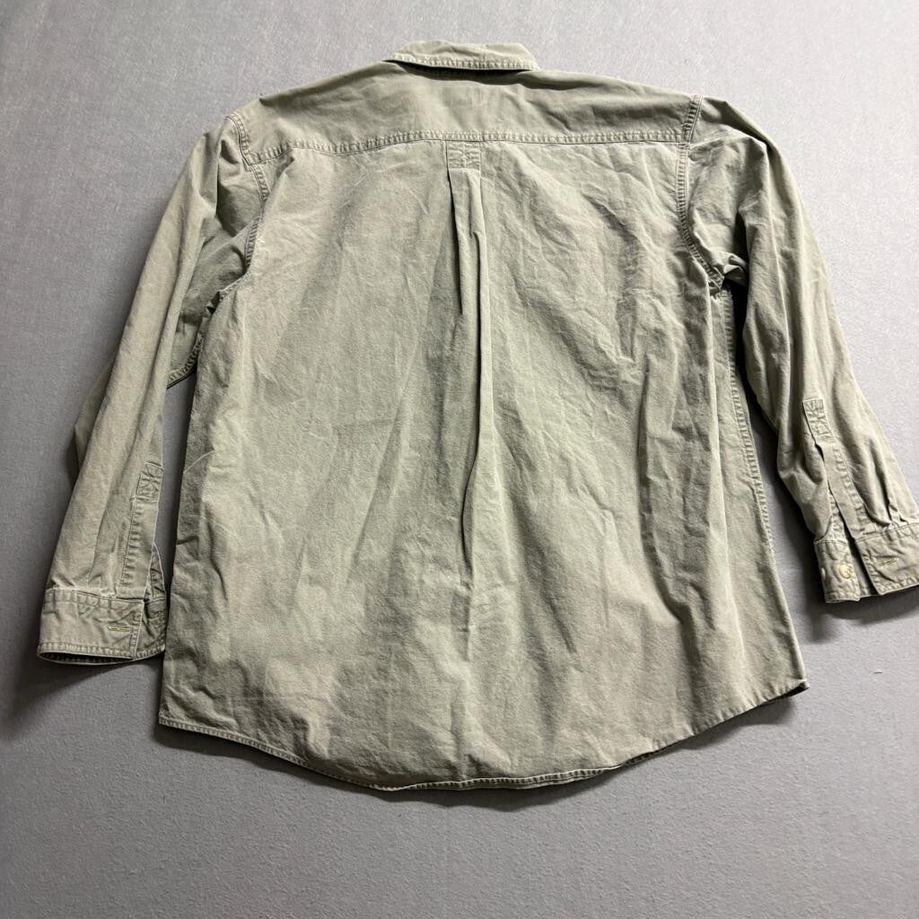 LL Bean Shirt Mens Large Green Cotton Twill Long Sleeve Button Down Workwear